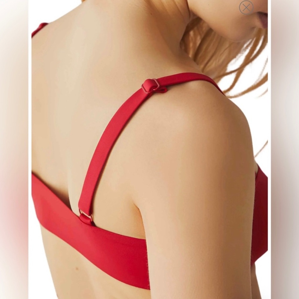 NWT free people intimately notched lily haute red scuba bralette - Picture 2 of 5